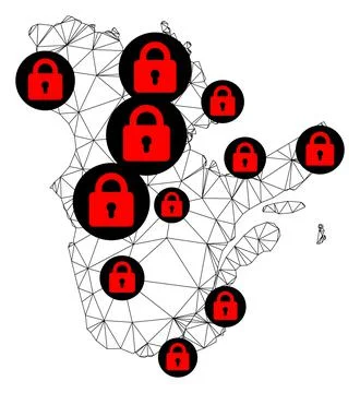 Lockdown Polygonal Network Mesh Vector Map of Quebec Province Stock Illustration