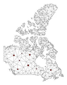 Lockdown Polygonal Wire Frame Mesh Vector Map of Canada 스톡 일러스트