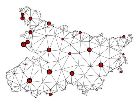 Lockdown Polygonal Wire Frame Mesh Vector Map of Bihar State Stock Illustration