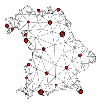Lockdown Polygonal Wire Frame Mesh Vector Map of Bavaria State Illustrazione stock