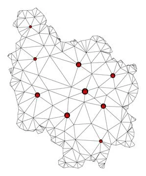 Lockdown Polygonal Wire Frame Mesh Vector Map of Burgundy Province Stock Illustration