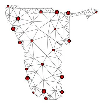 Lockdown Polygonal Wire Frame Mesh Vector Map of Namibia Illustrazione stock