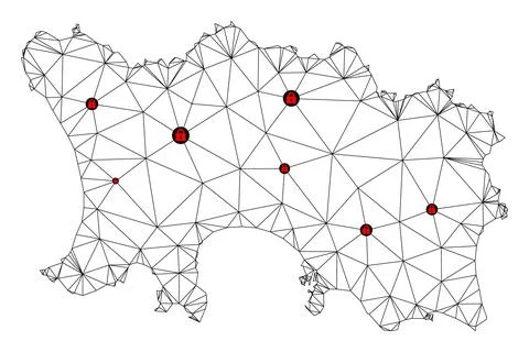 Lockdown Polygonal Wire Frame Mesh Vector Map of Jersey Island Stock Illustration