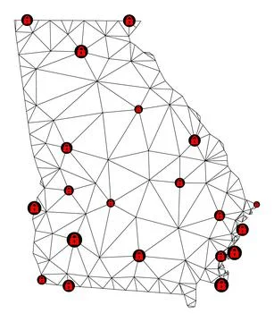 Lockdown Polygonal Wire Frame Mesh Vector Map of Georgia State Illustrazione stock
