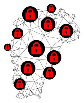 Lockdown Polygonal Wire Frame Mesh Vector Map of Jiangxi Province イラスト素材