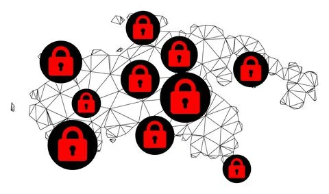 Lockdown Polygonal Wire Frame Mesh Vector Map of Saint John Island Stock Illustration