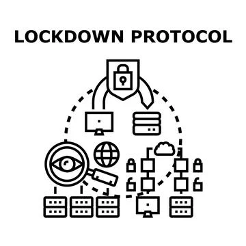 Lockdown protocol protecting network safety and data Stock Illustration