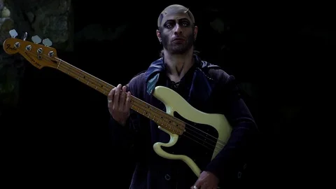 Lockdown shot of a man playing guitar Video stock 114885262