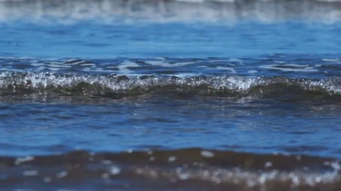 Lockdown Shot Of Sea Waves Moving Towards Shore Stock Footage 79654939