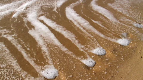 Lockdown Shot Of Sea Waves Splashing On Beach During Sunny Day - Kauai, Hawaii Stock Footage 206323294