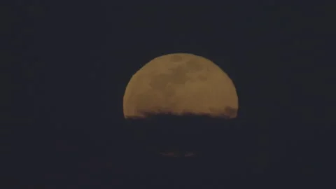 Lockdown Shot Of Supermoon Behind Clouds In Sky At Night - Los Angeles, Stock Footage 203997886