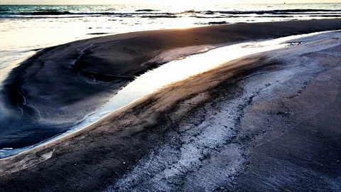Lockdown shot of tide pools on the beach in slow motion Stock-Footage 114885186