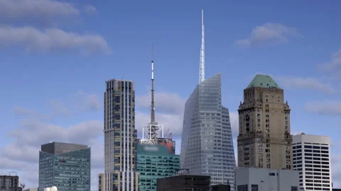 Lockdown Shot Of Various Tall Buildings Against Cloudy Sky - New York City, New Vídeos de archivo 237044880