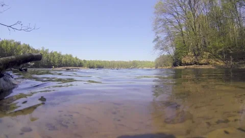 Lockdown shot of water surface of river against sky Stock Footage 122518657