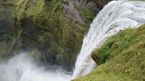 Lockdown shot of waterfall streaming down Stock Footage 114885030
