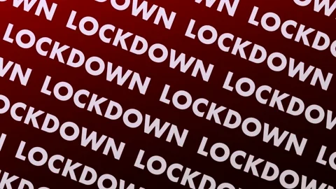 LOCKDOWN text word written in white neon letters. LOOP Stock Footage 165451751