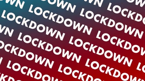 LOCKDOWN text word written in white letters on a gradient background. Stock Footage 165452079
