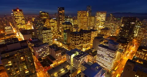 Lockdown Time Lapse Shot Of Beautiful Gold Illuminated Buildings In City During Stock Footage 160320417