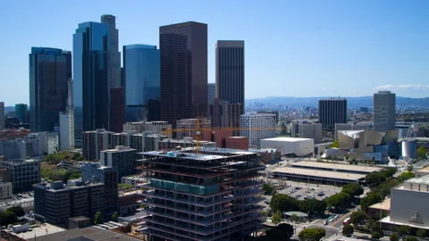 Lockdown Time Lapse Shot Of Construction Site Amidst Buildings In City, Vehicles Stock Footage 154806948