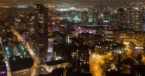 Lockdown Time Lapse Shot Of Vehicles Moving On Road In Illuminated City At Night Stock Footage 160319299