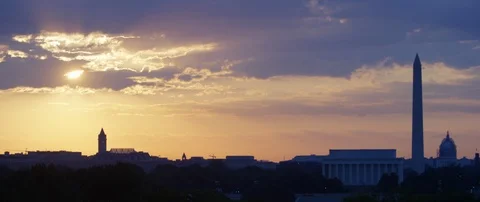 Lockdown Wide of Washington DC in the Early Morning (Shot on RED) Stock Footage