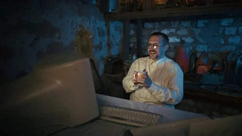 Lockdown. Work online. Clandestine laboratory Nutty Professor. Stock Footage 154093900