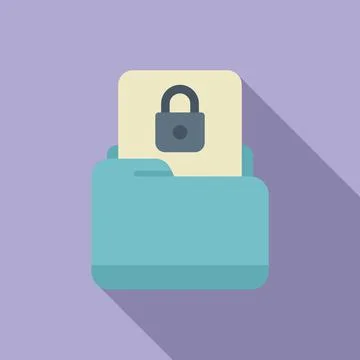 Locked access folder icon flat vector. Europe data Illustrazione stock