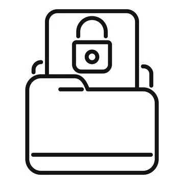 Locked access folder icon outline vector. Europe data Stock Illustration