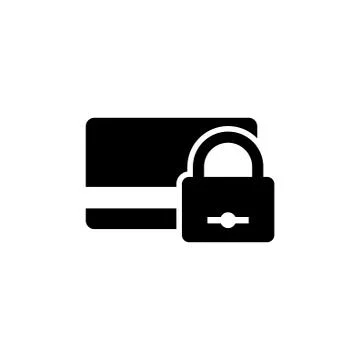 Locked Bank Card Flat Vector Icon Stock Illustration
