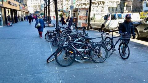 Locked bicycles Stock-Fotos