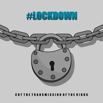 Locked chain with padlock for Lockdown or quarantine activity Stock Illustration
