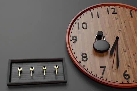 LOCKED CLOCK WITH GREY BACKGROUND Stock Illustration