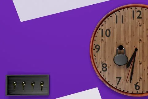 LOCKED CLOCK WITH PINK BACKGROUND Stock Illustration