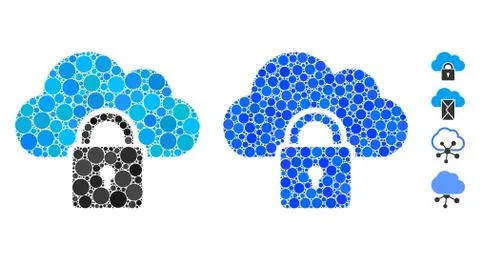 Locked Cloud Composition Icon of Round Dots Stock Illustration