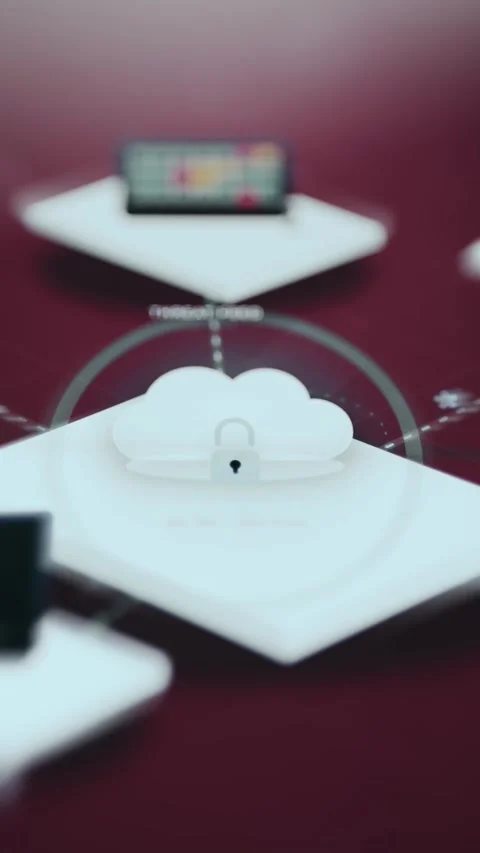 Locked Cloud Connected to Security Nodes Stock Footage 337000906