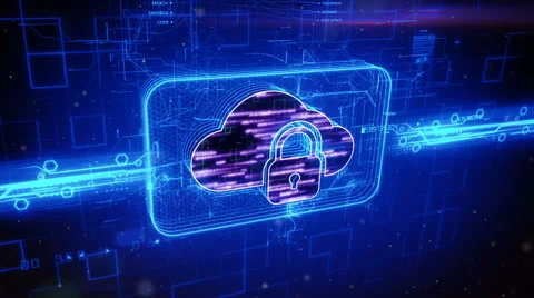 Locked cloud icon on abstract blue background Stock Footage 63530315