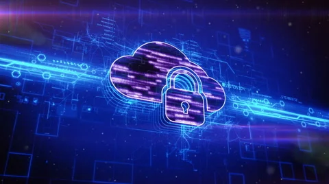 Locked cloud icon on abstract blue background Stock Footage 63530571