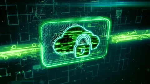 Locked cloud icon on abstract green background Stock Footage 72609287