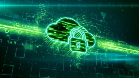 Locked cloud icon on abstract green background Stock Footage 72609529