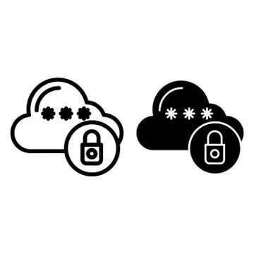 Locked cloud line and glyph icon. Cloud with padlock vector illustration Stock Illustration