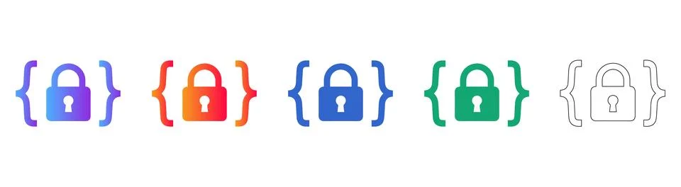 Locked Code Security Icon Set Stock Illustration