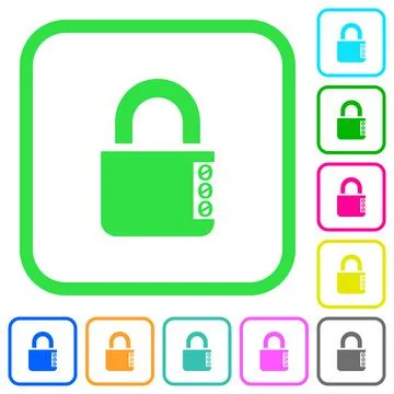 Locked combination lock with side numbers vivid colored flat icons Stock Illustration