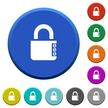 Locked combination lock with side numbers beveled buttons 스톡 일러스트