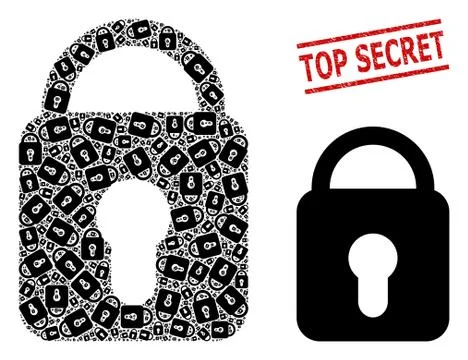 Locked Composition of Locked Items and Grunge Top Secret Seal Stamp Stockillustratie