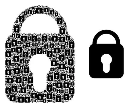 Locked Composition of Locked Items and Source Icon 스톡 일러스트
