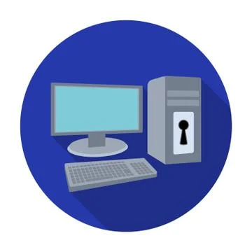 Locked computer icon in flat style isolated on white background. Hackers and イラスト素材
