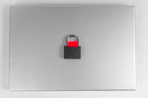 Locked computer safe from virus or malware attack Foto stock