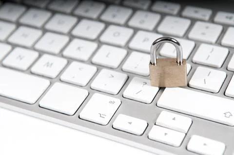 Locked computer safe from virus or malware attack Foto stock