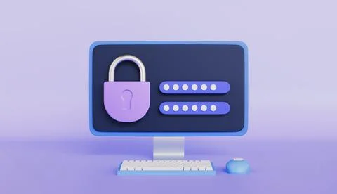 Locked computer screen with lock and security concept イラスト素材