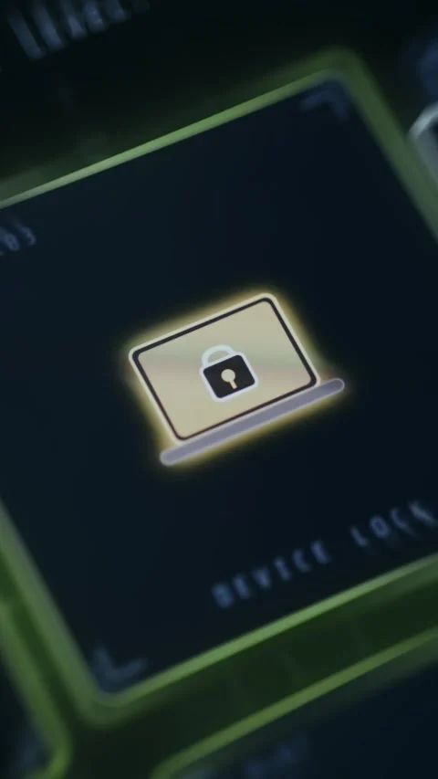 Locked computer screen symbol representing device protection Stock Footage 335467245